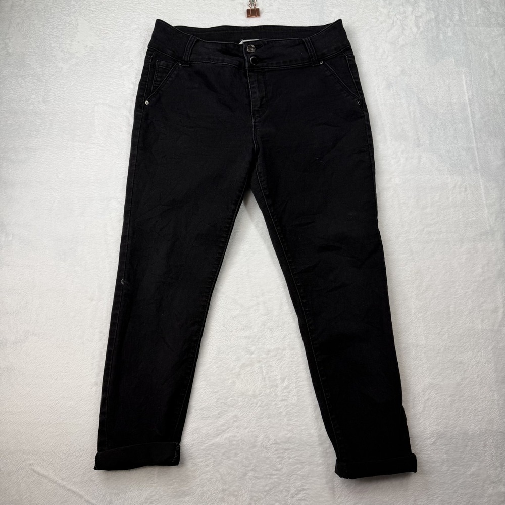 Workshop Republic Skinny Jeans Women's Black Denim Stretch Cuffed Zip Fly - 10